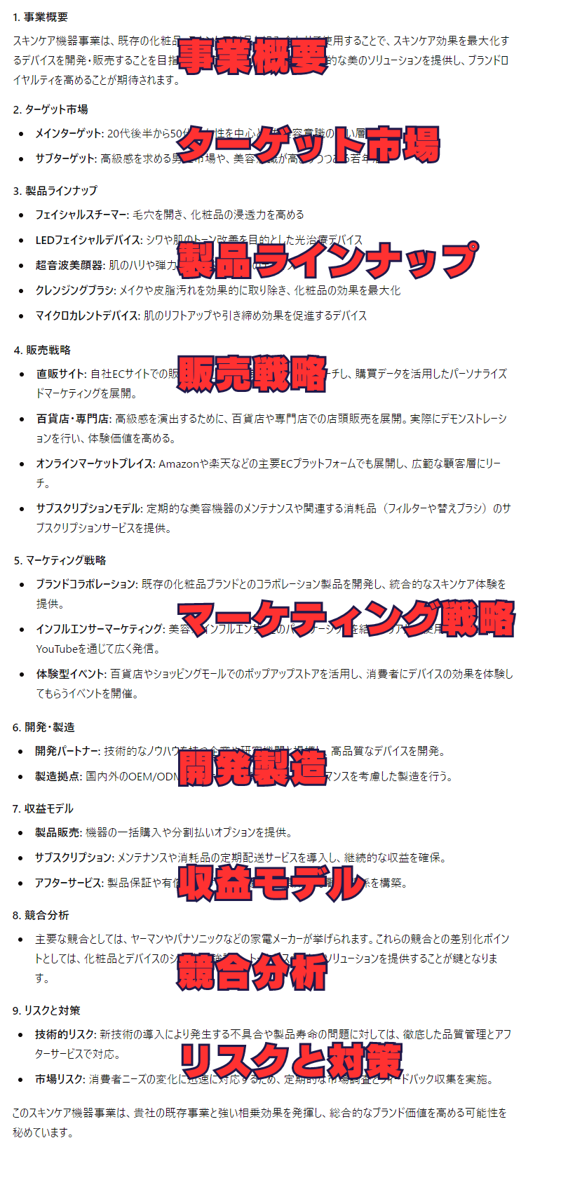 ChatGPTセミナーで指導する経営戦略の図